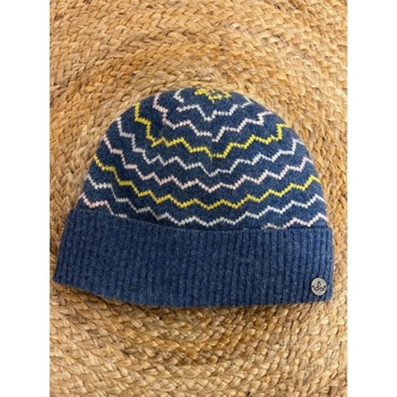 Prana Accessories - Prana Navy Blue Stretch Tight Knit Classic Printed Beanie Hats U53180657